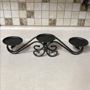 Elegant Longaberger Black Metal Triple Candle Holder
